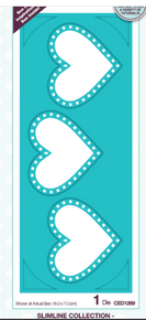 Creative Expressions- Sue Wilson- Slimline Collection- Decorative Heart Aperture Trio Craft Die