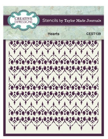 Creative Expressions- Taylor Made Journals- 6 in x 6 in Stencil- Hearts