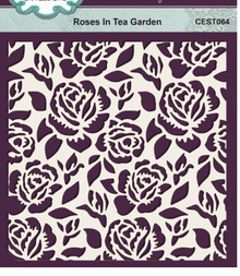 Creative Expressions- Sam Poole- 6 in x 6 in Stencil- Roses In Tea Garden