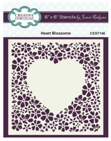 Creative Expressions- Jamie Rodgers- 6 in x 6 in Stencil- Heart Blossoms