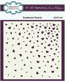 Creative Expressions- Jamie Rodgers- 6 in x 6 in Stencil- Scattered Hearts