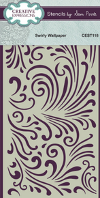 Creative Expressions- Sam Poole- 4 in x 8 in Stencil- Swirly Wallpaper