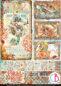Ciao Bella A4 Creative Pad- 9 Double-sided papers- Coral Reef