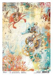Ciao Bella Papercrafting Rice Paper A4 Mechanical Seahorse Steampunk