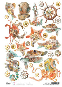 Ciao Bella Papercrafting Rice Paper A4 Sea Life Elements Steampunk