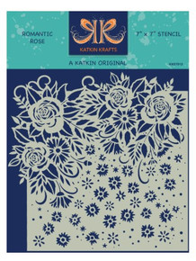 Katkin Krafts- 7 in x 7 in Stencil- Romantic Rose