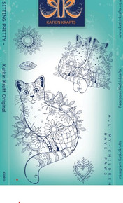 Katkin Krafts- 6 in x 8 in Clear Stamp Set- Sitting Pretty