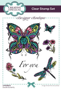 Creative Expressions- Designer Boutique A6 Clear Stamp Set- Doodle Butterfly