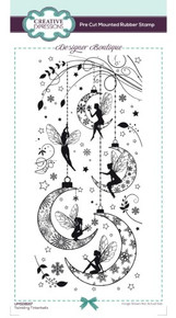 Creative Expressions- Designer Boutique Pre Cut Rubber Stamp- Twinkling Tinkerbells 4 in x 8 in