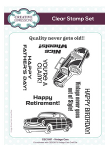 Creative Expressions- A5 Clear Stamp Set- Vintage Cars