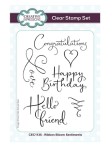 Creative Expressions- A6 Clear Stamp Set- Ribbon Bloom Sentiments