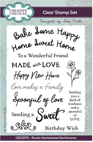 Creative Expressions- Sam Poole A6 Clear Stamps- Rustic Homestead Sentiments