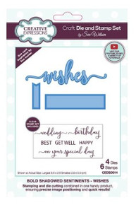 Creative Expressions- Sue Wilson- Bold Shadowed Sentiments- Wishes Die & Stamp Set