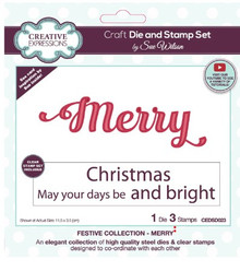 Creative Expressions- Sue Wilson- Festive Collection- Merry Die & Stamp Set
