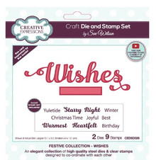 Creative Expressions- Sue Wilson- Festive Collection- Wishes Die & Stamp Set