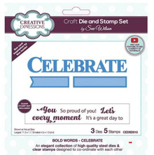 Creative Expressions- Sue Wilson- Bold Words- Celebrate Die & Stamp Set