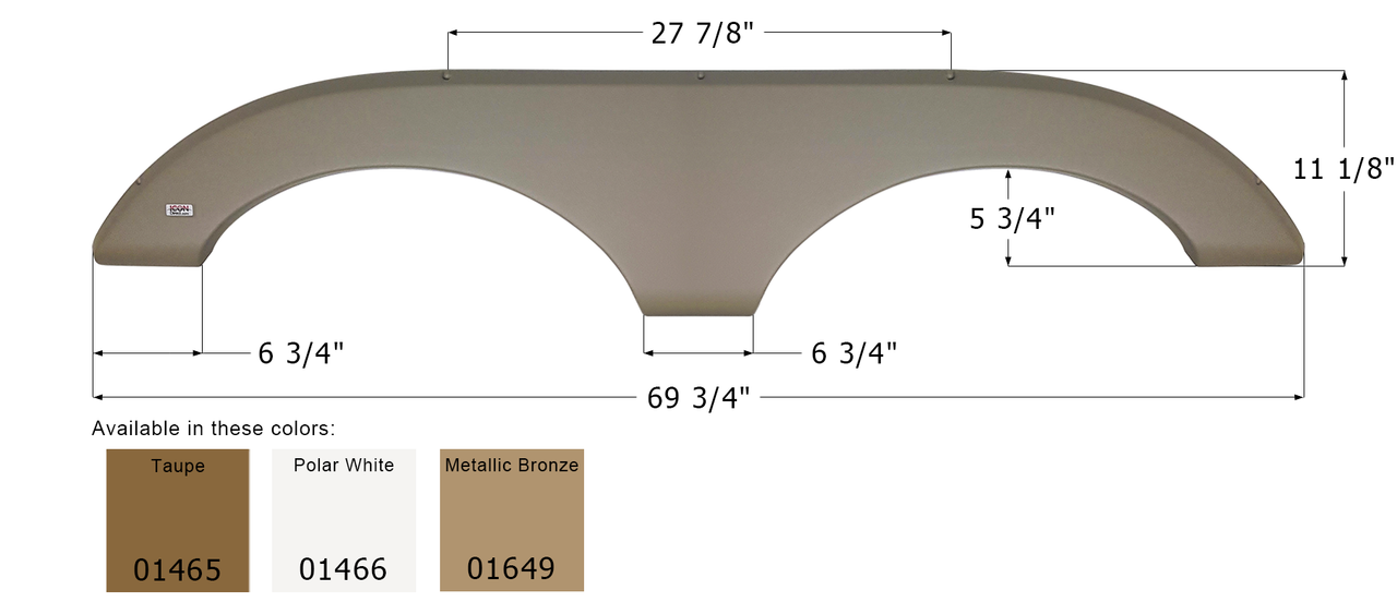 Icon Metallic Olive Grey 12293 Keystone Tandem Fender Skirt FS2293-Metallic