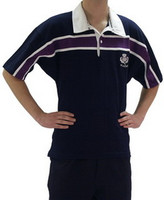 Short Sleeved Scotland Purple-Striped Rugby Shirt