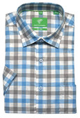 Forsyth of Canada Tailored Fit Non-Iron Short Sleeve Grid Check Sport Shirt 9012S-SBR