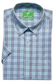 Forsyth of Canada Tailored Fit Non-Iron Short Sleeve Grid Check Sport Shirt 9013S-SKY