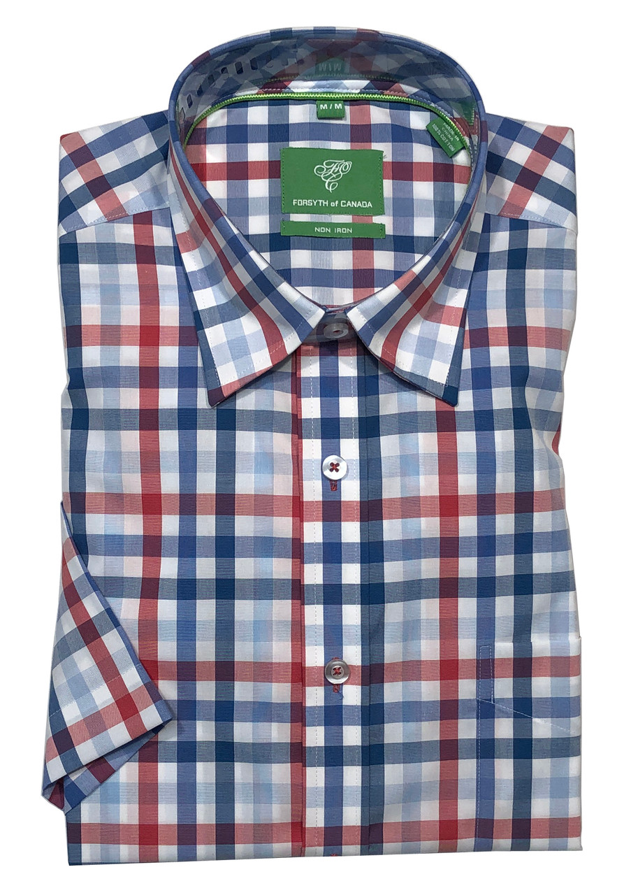Forsyth of Canada Classic Fit Non-Iron Short Sleeve Grid Check Sport Shirt  8327S-WAM - Dick Anthony Ltd.