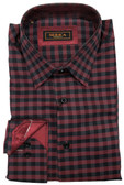 Serica Classics Spread Collar Maroon Grid Sportshirt