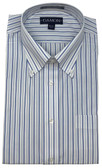 Enro/Damon Ultra Poplin Button Down Collar Royal Blue Stripe Dress Shirt - 130145