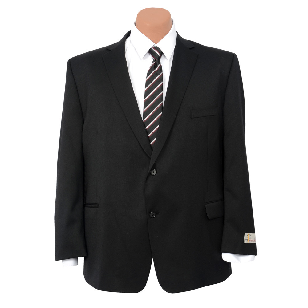 Petrocelli by Eisenberg Wool Blend Solid Black Big Size Suit Coat - Dick  Anthony Ltd.
