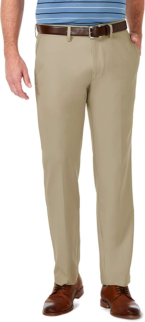 Haggar Comfort Fit Waist Cool 18 Pro Straight Fit Flat Front Men's Pants -  Dick Anthony Ltd.