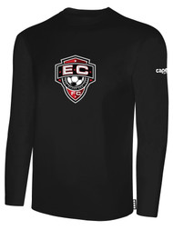 EAST COAST FC LARGE CREST LOGO BASICS LONG SLEEVE COTTON T-SHIRT BLACK WHITE