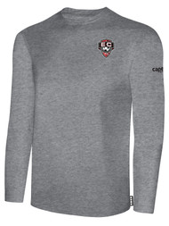 EAST COAST FC SMALL CREST LOGO BASICS LONG SLEEVE COTTON T-SHIRT LIGHT HEATHER GREY BLACK