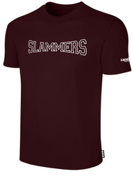 CDA SLAMMERS BASICS COTTON T-SHIRT SLAMMERS ON WEARERS CENTER CHEST MAROON WHITE