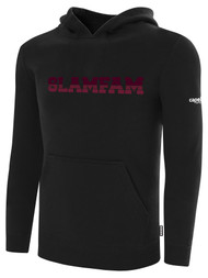 SLAM FAM BASICS FLEECE HOODIE SLAMFAM ON WEARERS CENTER CHEST BLACK WHITE