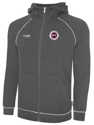 CDA SLAMMERS BASICS FLEECE ZIP HOODIE W/ SMALL SFC CIRCLED LOGO ON WEARERS LEFT CHEST DARK HEATHER GREY WHITE