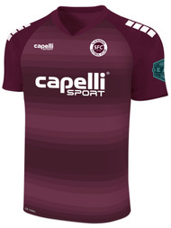 SLAMMERS FC ECNLR CONDOR III GRADIENT STRIPES  SHORT SLEEVE MATCH JERSEY MAROON WHITE