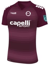 SLAMMERS FC ECNL CONDOR III GRADIENT STRIPES SHORT SLEEVE  MATCH JERSEY MAROON WHITE