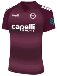 SLAMMERS FC ECNLR CONDOR III GRADIENT STRIPES SHORT   SLEEVE MATCH JERSEY MAROON WHITE