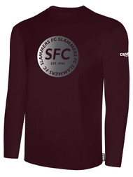 SLAMMERS FC BASICS COTTON LONG SLEEVE T-SHIRT SLAMMERS FC LOGO ON WEARERS CENTER CHEST MAROON WHITE