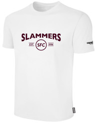 SLAMMERS FC  BASICS COTTON T-SHIRT SLAMMERS ON WEARERS CENTER CHEST WHITE BLACK