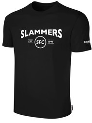 SLAMMERS FC BASICS COTTON T-SHIRT SLAMMERS ON   WEARERS CENTER CHEST BLACK WHITE