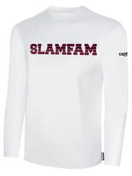 SLAMMERS FC  BASICS COTTON LONG SLEEVE T-SHIRT SLAMFAM ON WEARERS CENTER CHEST WHITE BLACK