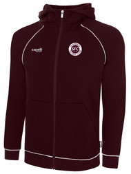 SLAMMERS FC BASICS FLEECE ZIP HOODIE W/ SMALL SFC CIRCLED LOGO ON WEARERS LEFT CHEST MAROON WHITE