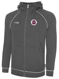 SLAMMERS FC BASICS FLEECE ZIP HOODIE W/ SMALL SFC CIRCLED LOGO ON WEARERS LEFT CHEST DARK HEATHER GREY WHITE