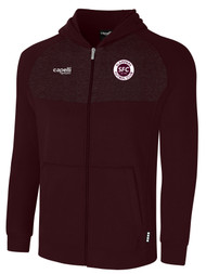 SLAMMERS FC BASICS BLOCKED ZIP HOODIE W/ SMALL SFC CIRCLED LOGO ON WEARERS LEFT CHEST MAROON HEATHER MAROON WHITE
