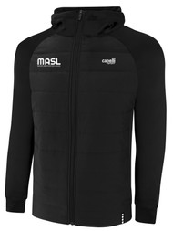 MASL REFEREE BASICS THERMA FLEECE WOVEN FRONT ZIP UP HOODIE BLACK WHITE