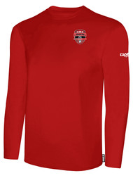 PUMAS FC BASICS LONG SLEEVE COTTON T-SHIRT PUMAS FC CREST ON WEARERS LEFT CHEST RED WHITE