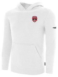 PUMAS FC BASICS FLEECE PULLOVER HOODIE PUMAS FC CREST ON WEARERS LEFT CHEST WHITE BLACK