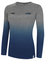 RUSH WISCONSIN WEST LIFESTYLE WOMEN DIP DYE TSHIRT  --  LIGHT HEATHER GREY PROMO BLUE **option to customize with your local club name