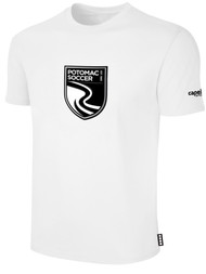 POTOMAC SA BASICS SHORT SLEEVE COTTON T-SHIRT WITH LARGE CENTER CREST WEARER'S CENTER CHEST LOGO WHITE BLACK