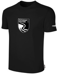 POTOMAC SA BASICS SHORT SLEEVE COTTON T-SHIRT WITH LARGE CENTER CREST WEARER'S CENTER CHEST LOGO BLACK WHITE